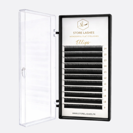 Extensions de cils cil à cil en soie – Collection Ellipse Storelashes, pour un regard naturel, léger et parfaitement défini.