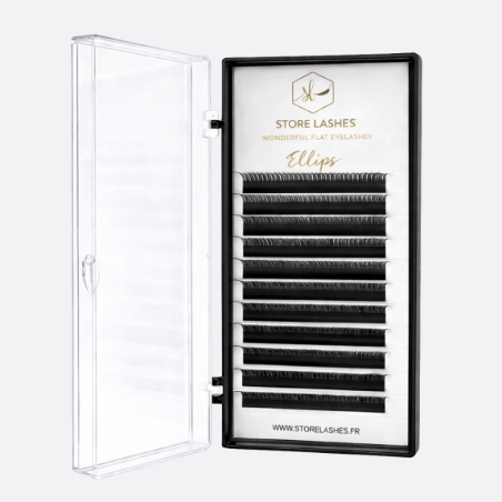 Extensions de cils cil à cil en soie – Collection Ellipse Storelashes, pour un regard naturel, léger et intensifié.