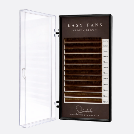 Cils Volume Russe Mixte Easy Fan Butterfly Medium Brown Storelashes marron moyen pour un regard naturel