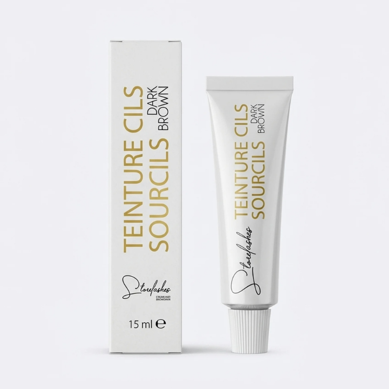 la meilleurteinture de cils dark brown marron de qualité Européen de chez Storelashes avec sa boite