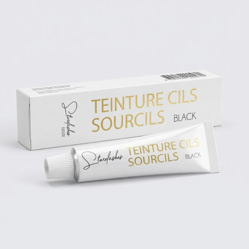 La meilleur  teinture de cils et sourcil black de chez Storelashes fabriquer en Europe