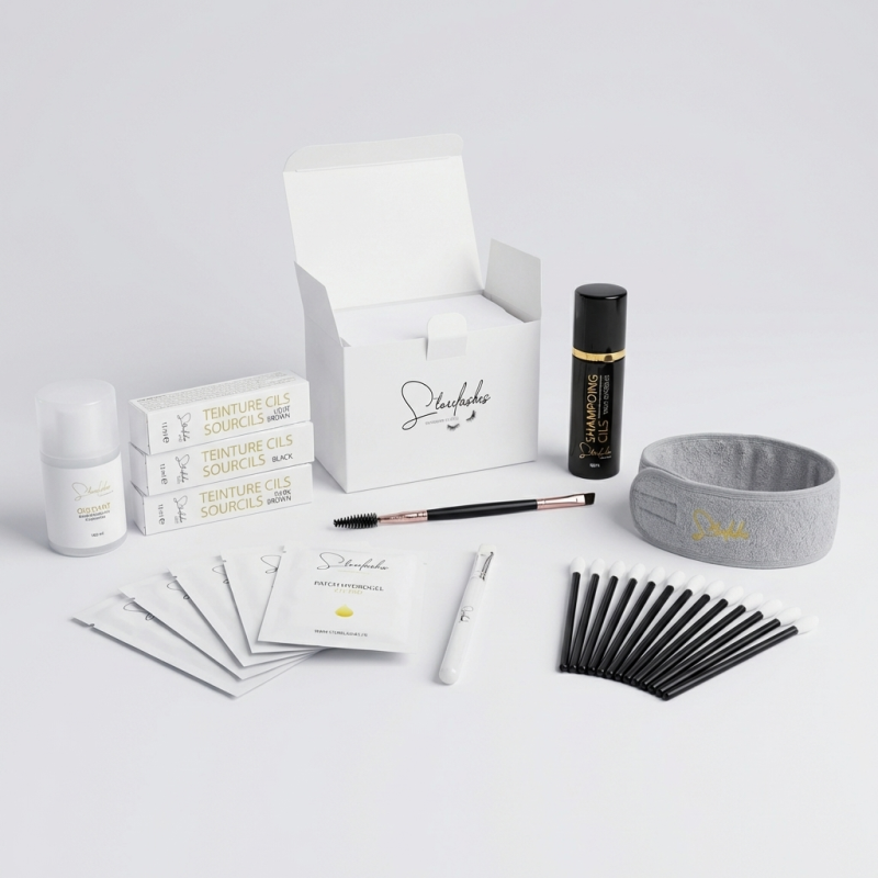 kit teinture de sourcils avec ces 3 teintures et ses accessoires de Storelashes