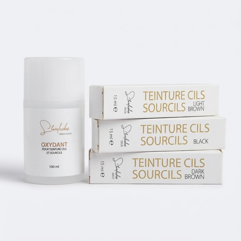 lot de 3 teintures et son oxidant du kit complet brow lift Storelashes